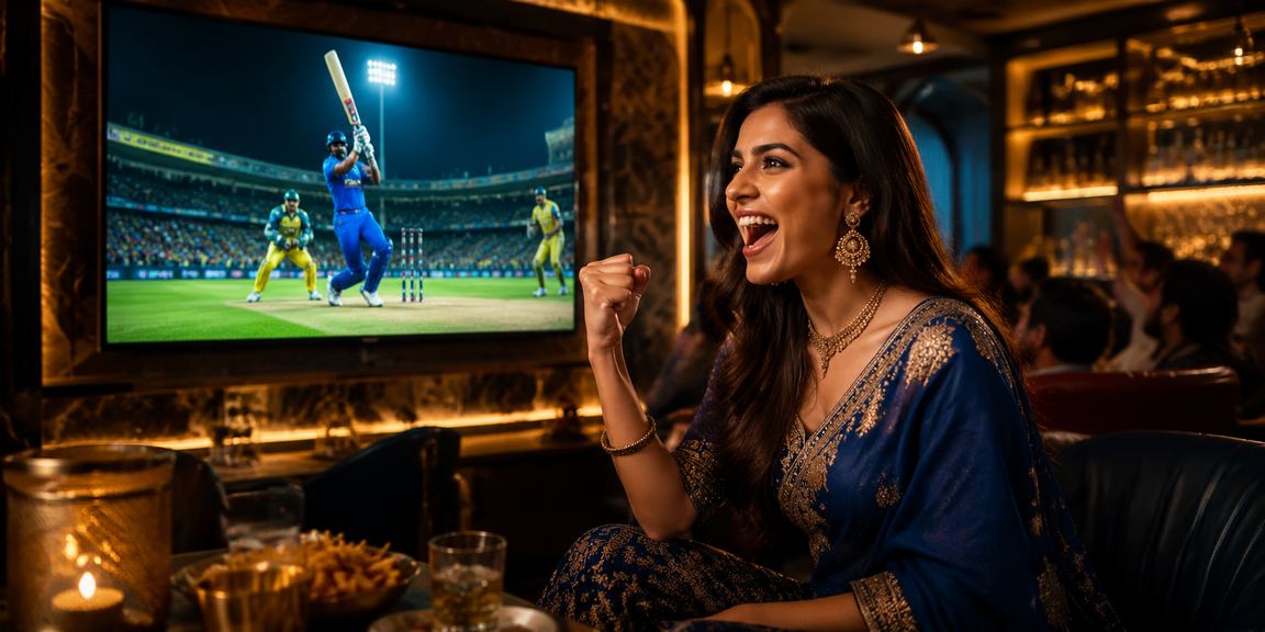 Indian cricket fans watching live IPL match while placing bets
